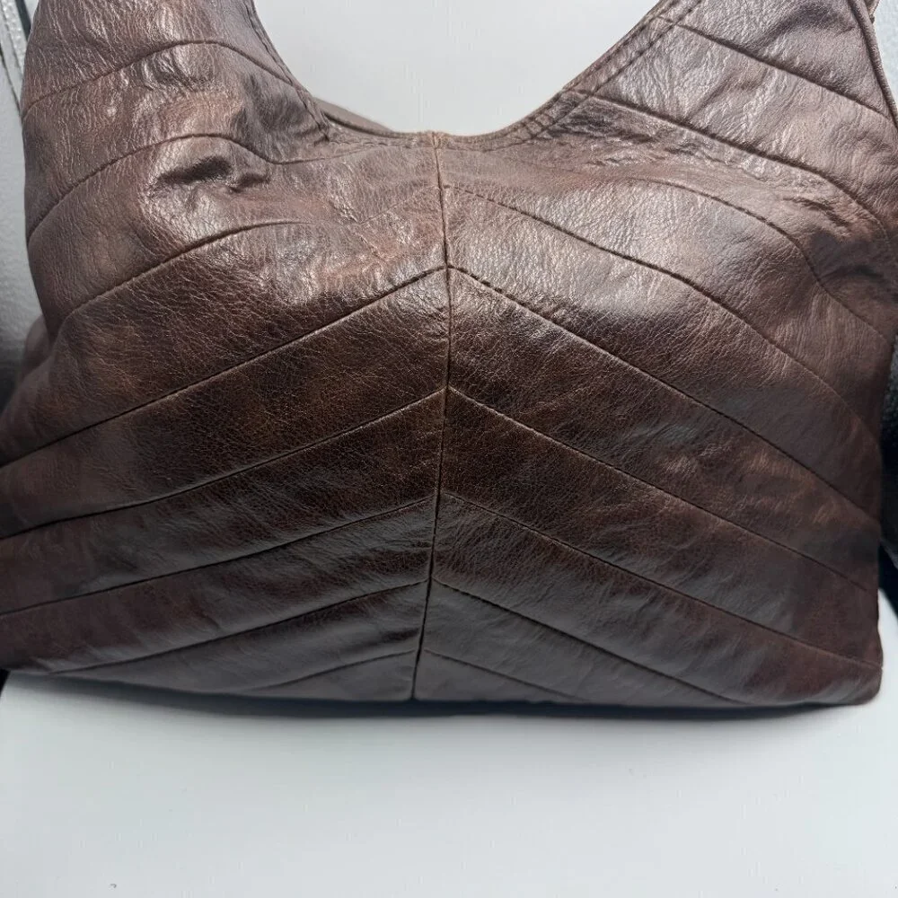 Guess Large Brown Leather Shoulder Bag